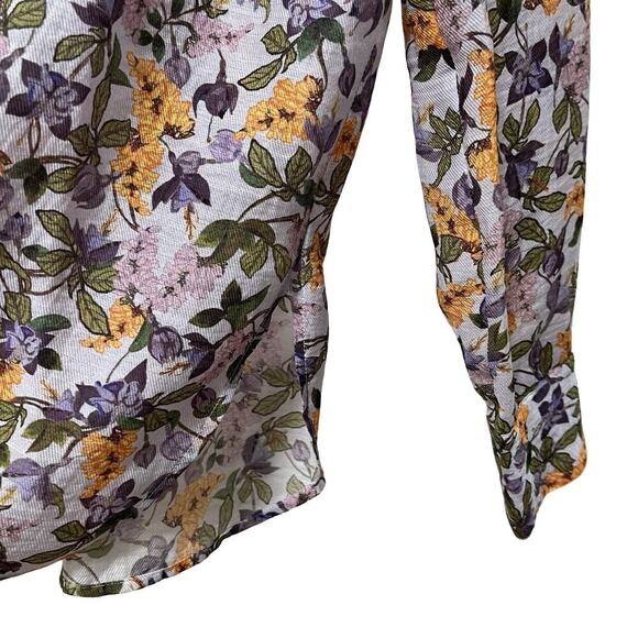 Vince Wisteria Vine Button Up Floral Blouse Size S Purple Bloomcore Office EUC - Picture 4 of 8